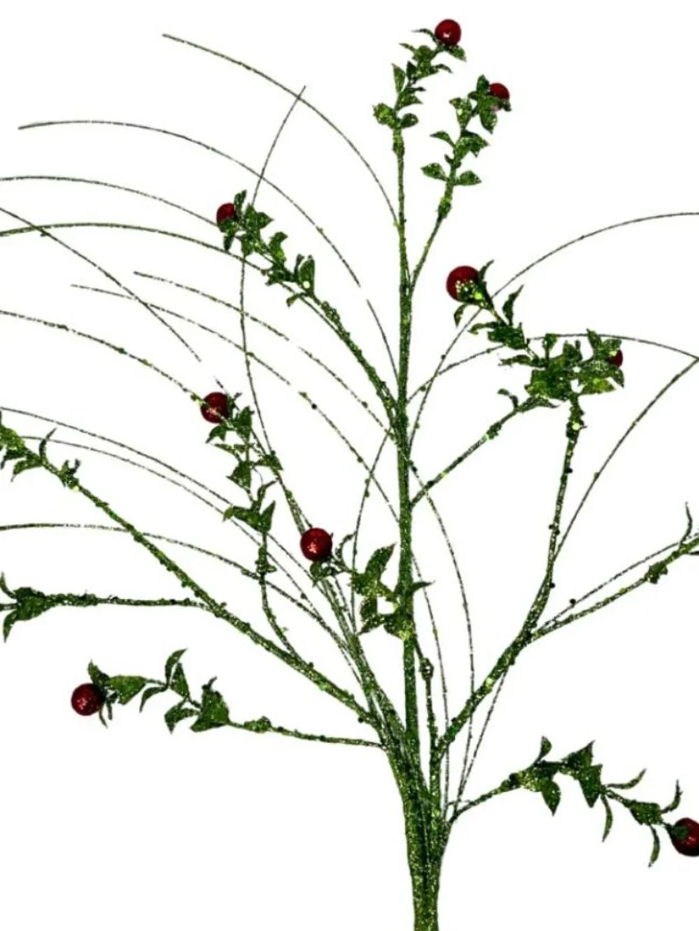 David Christopher Glittered Boxwood Berry Grass Spray Stem Christmas Pick